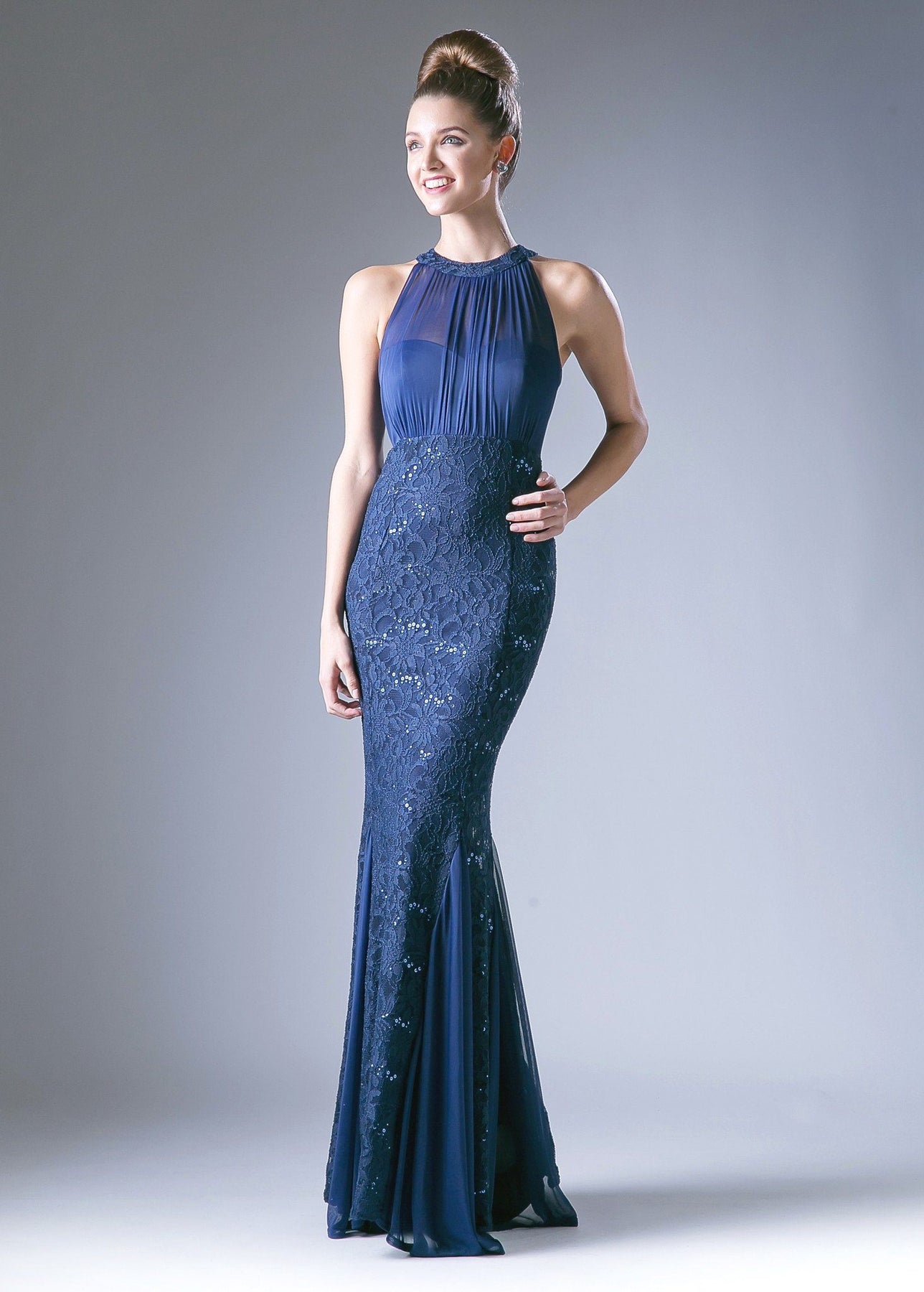 Navy high neck lace dress online
