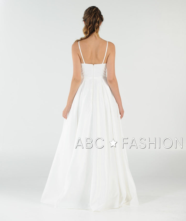 Long High Neck Satin Dress with Pockets by Poly USA 8272-Long Formal Dresses-ABC Fashion