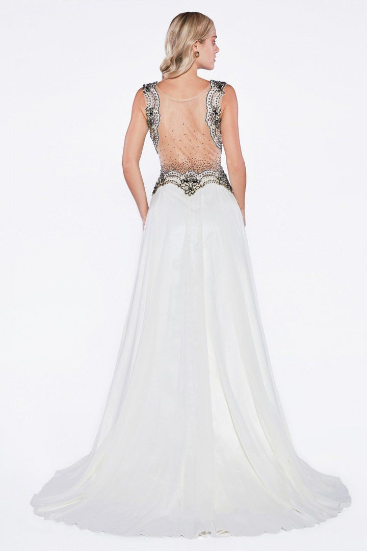 Long Illusion Chiffon Dress by Cinderella Divine J748