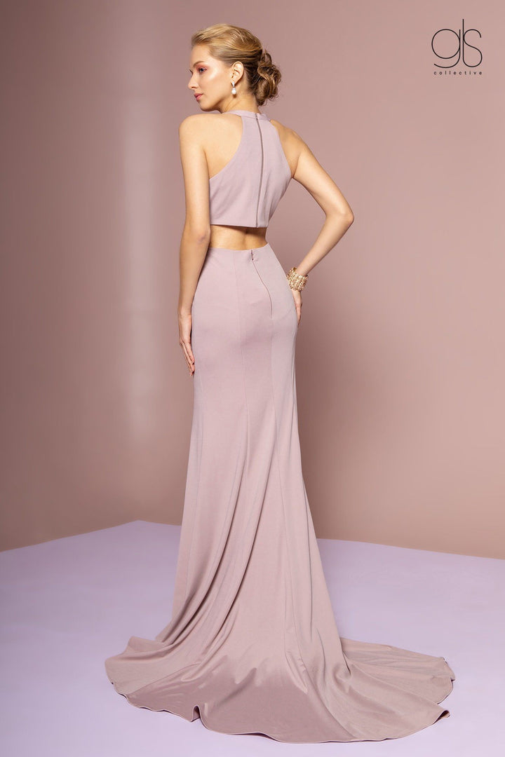 Long Illusion Deep V-Neck Jersey Dress by Elizabeth K GL2668-Long Formal Dresses-ABC Fashion