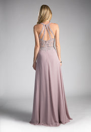 Applique Long Illusion Dress by Cinderella Divine UJ0120 – ABC Fashion