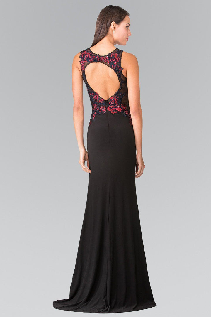 Long Illusion Dress with Floral Embroidery by Elizabeth K GL2238-Long Formal Dresses-ABC Fashion