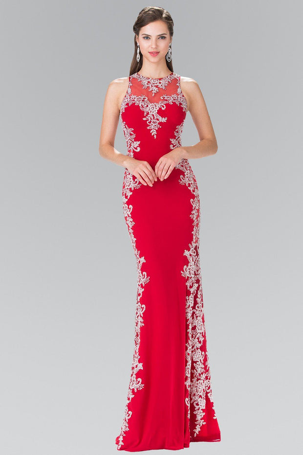 Long Illusion Dress with Open Back by Elizabeth K GL2320-Long Formal Dresses-ABC Fashion