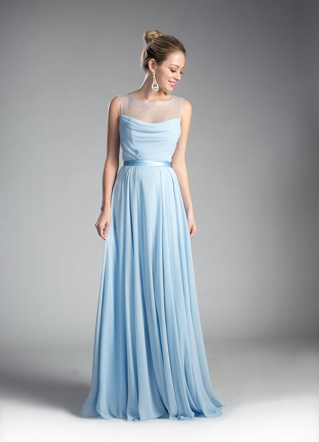 Long Illusion Sleeveless Dress by Cinderella Divine CJ236