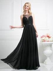 Long Illusion Sweetheart Dress by Cinderella Divine 7458-Long Formal Dresses-ABC Fashion