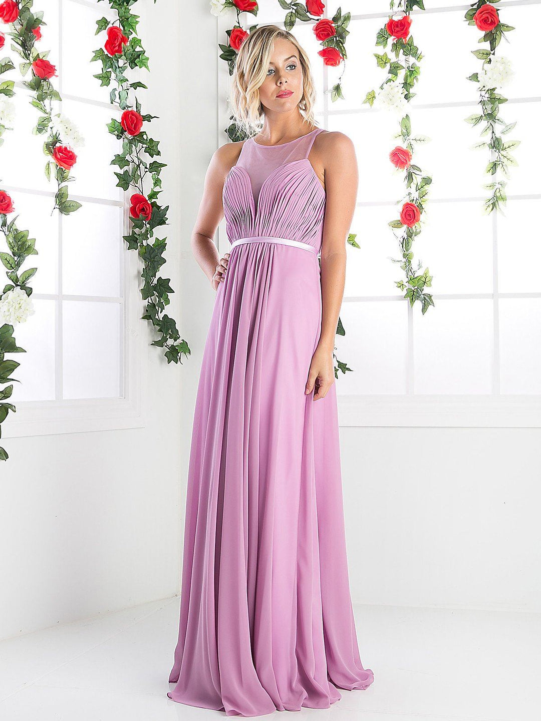 Long Illusion Sweetheart Dress by Cinderella Divine 7458-Long Formal Dresses-ABC Fashion