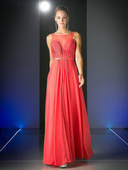 Long Illusion Sweetheart Dress by Cinderella Divine 7458-Long Formal Dresses-ABC Fashion