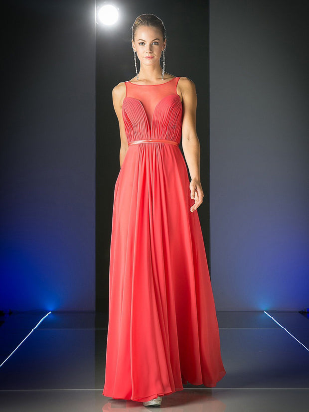Long Illusion Sweetheart Dress by Cinderella Divine 7458-Long Formal Dresses-ABC Fashion