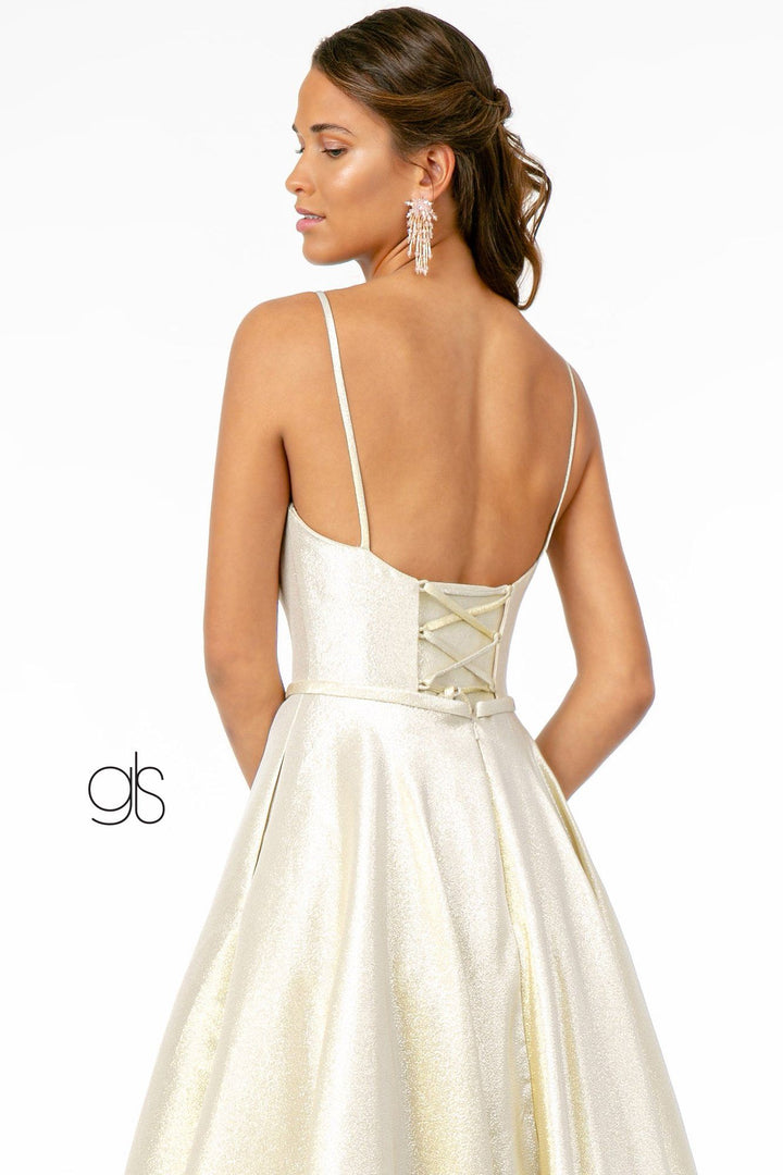 Long Iridescent Glitter Dress with Corset Back by Elizabeth K GL2951