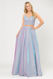 Long Iridescent Glitter Two Piece Dress by Poly USA 8676