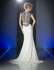 Long Ivory Two Piece Dress by Cinderella Divine J755-Long Formal Dresses-ABC Fashion