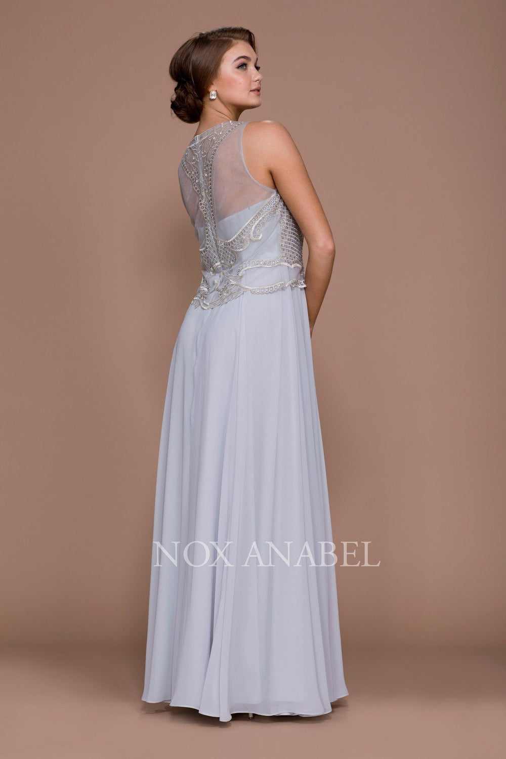 Long Lace Applique Dress with Jacket by Nox Anabel 5148-Long Formal Dresses-ABC Fashion
