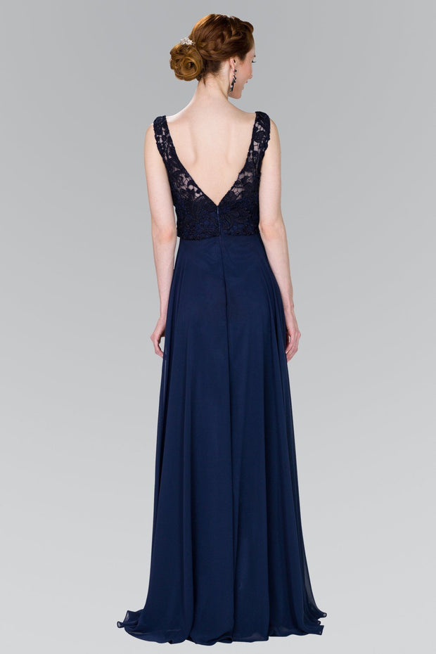 Long Lace Bodice Chiffon Dress by Elizabeth K GL2420