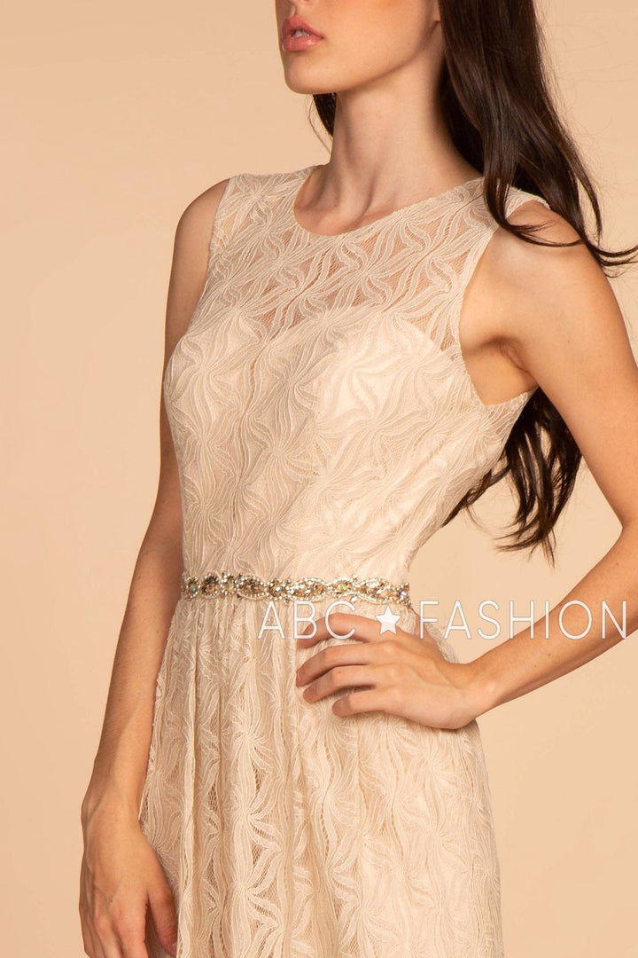 Long Lace Dress with Jeweled Waistband by Elizabeth K GL2611-Long Formal Dresses-ABC Fashion