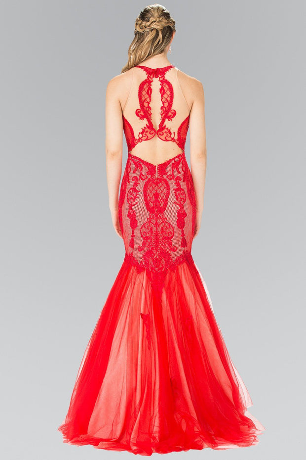 Long Lace Halter Mermaid Dress by Elizabeth K GL2219-Long Formal Dresses-ABC Fashion