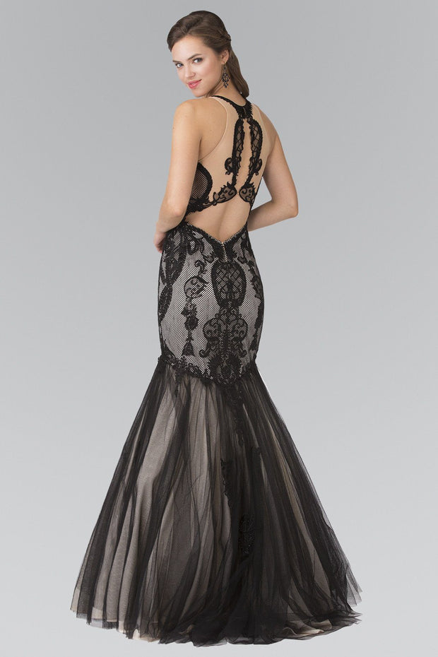 Long Lace Halter Mermaid Dress by Elizabeth K GL2219-Long Formal Dresses-ABC Fashion