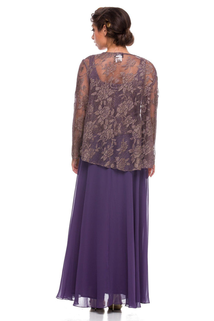Long Lace Top Dress with Sheer Jacket by Nox Anabel 5076-Long Formal Dresses-ABC Fashion