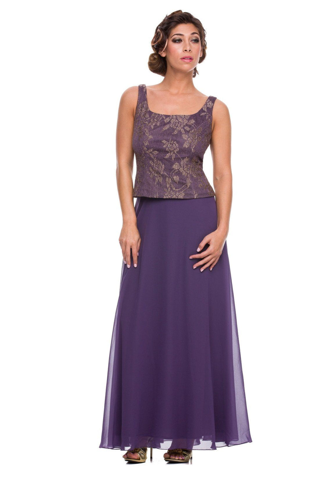 Long Lace Top Dress with Sheer Jacket by Nox Anabel 5076-Long Formal Dresses-ABC Fashion