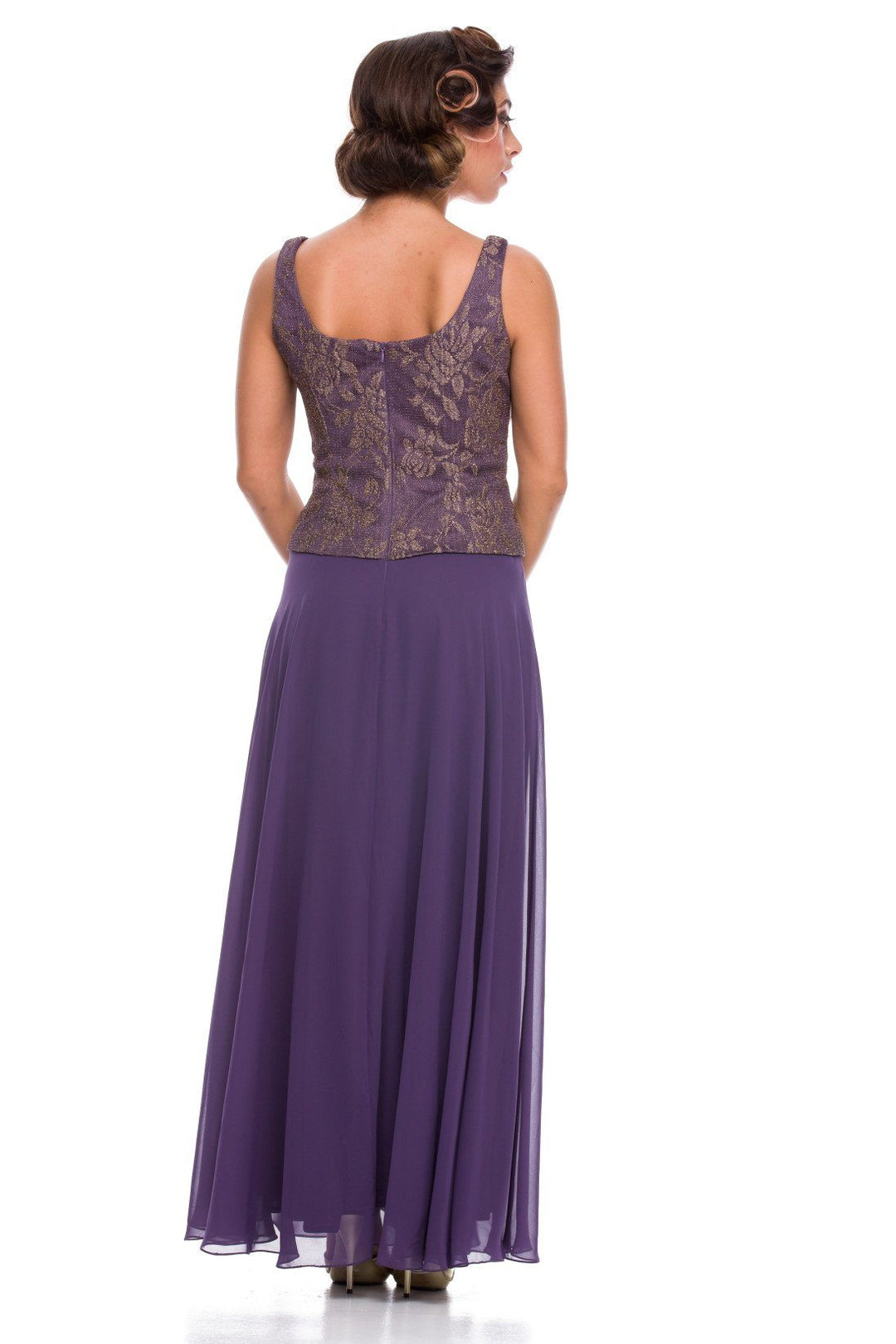 Long Lace Top Dress with Sheer Jacket by Nox Anabel 5076-Long Formal Dresses-ABC Fashion