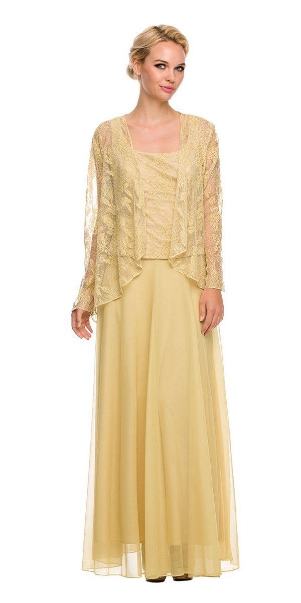 Long Lace Top Dress with Sheer Jacket by Nox Anabel 5076-Long Formal Dresses-ABC Fashion