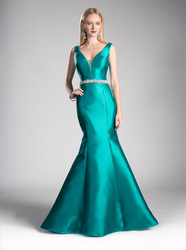 Long Mermaid Dress with Beaded Waist by Cinderella Divine CR807-Long Formal Dresses-ABC Fashion