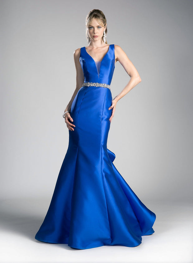 Long Mermaid Dress with Beaded Waist by Cinderella Divine CR807-Long Formal Dresses-ABC Fashion