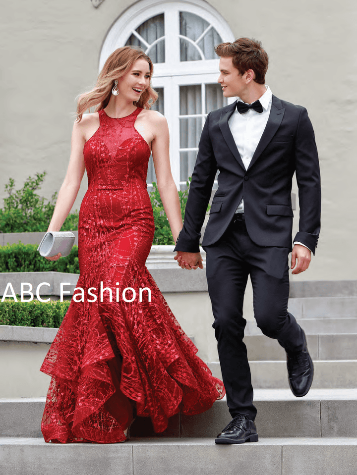 Long Mermaid Dress with Glitter and Rhinestones by Nox Anabel T153-Long Formal Dresses-ABC Fashion