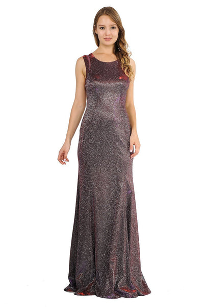 Long Metallic Glitter Dress with Open Back Cut Outs by Poly USA 8342-Long Formal Dresses-ABC Fashion
