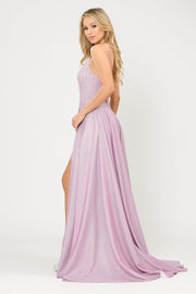 Long Metallic Glitter Dress with Short Skirt by Poly USA 8700