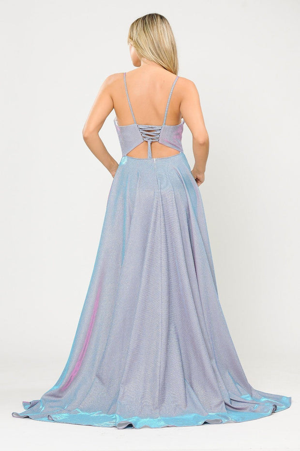 Long Metallic Glitter Dress with Short Skirt by Poly USA 8700