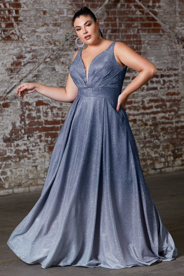 Long Metallic Glitter Ombre Dress by Cinderella Divine 9174  ABC Fashion