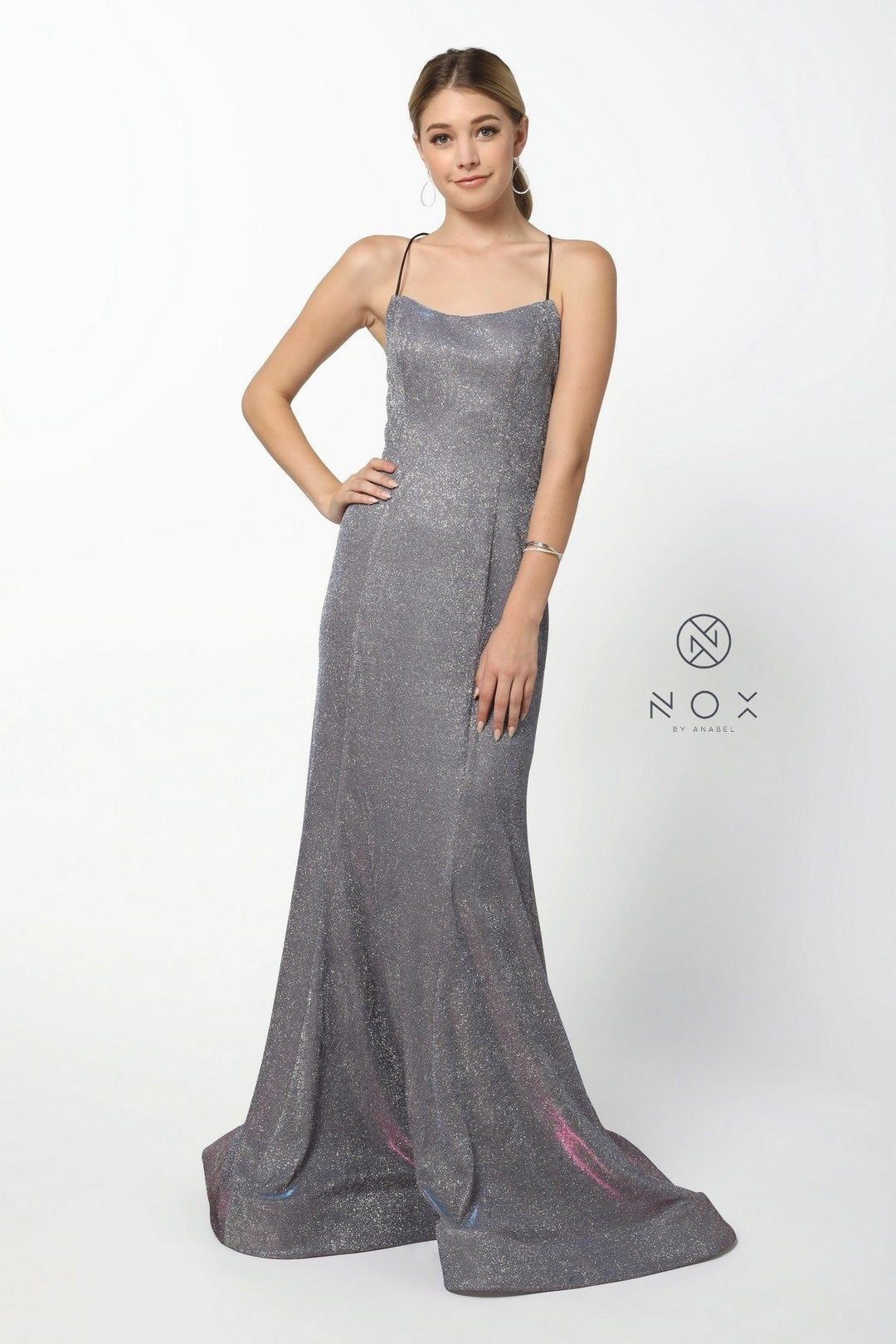 Long Metallic Mermaid Dress with Corset Back by Nox Anabel R273-Long Formal Dresses-ABC Fashion