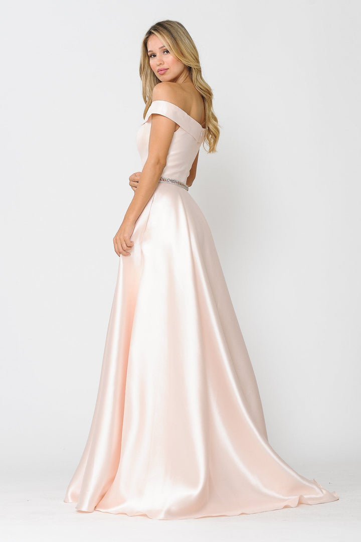 Long Mikado Off the Shoulder Dress by Poly USA 8686