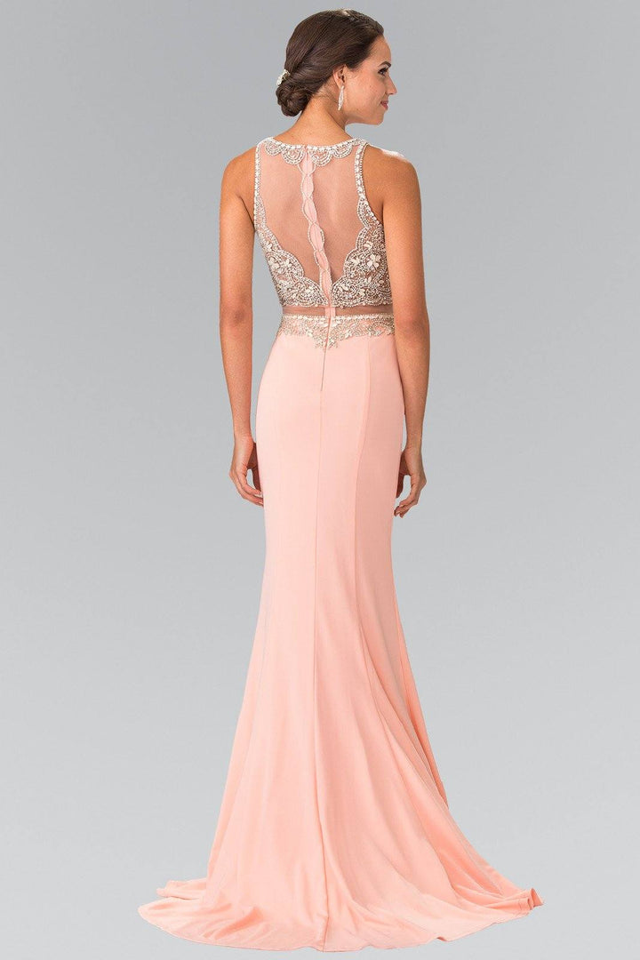 Long Mock Two-Piece Dress with Beaded Top by Elizabeth K GL2342-Long Formal Dresses-ABC Fashion