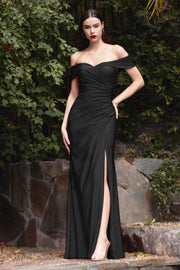 Long Off Shoulder Fitted Dress by Cinderella Divine KV1050