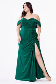 Long Off Shoulder Fitted Dress by Cinderella Divine KV1050