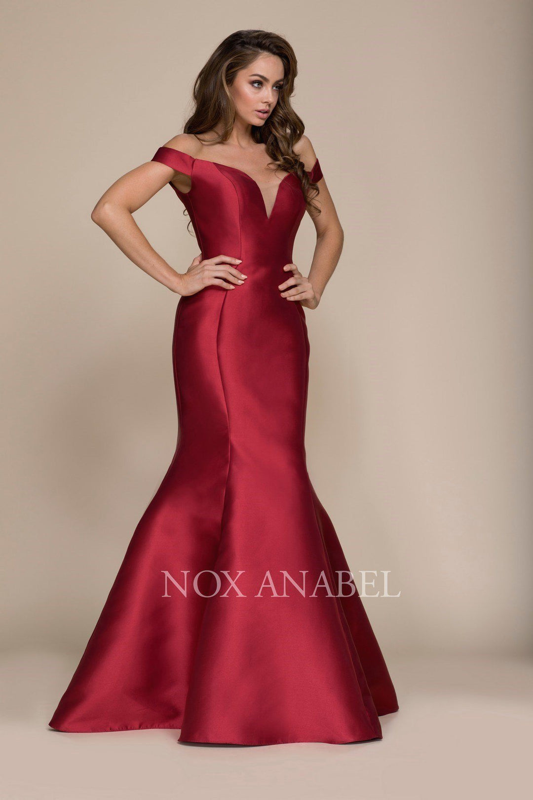 Long Off Shoulder Mermaid Dress by Nox Anabel C004