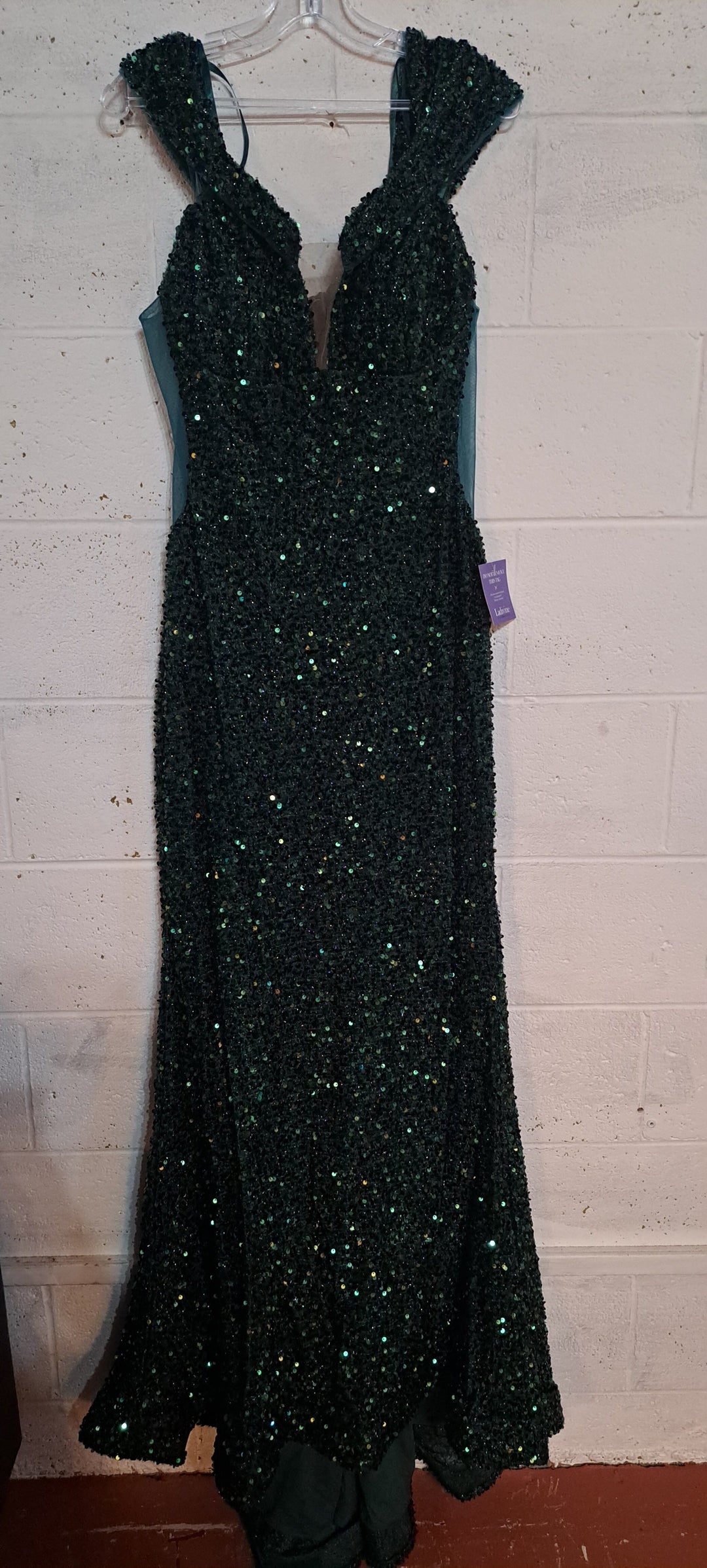 Long Off Shoulder Sequin Dress by Cinderella Divine CD975