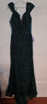 Long Off Shoulder Sequin Dress by Cinderella Divine CD975 - Outlet