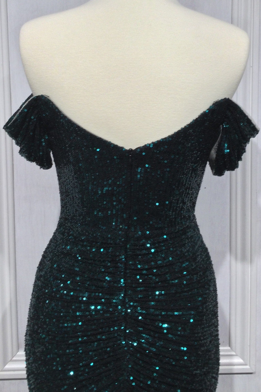Long Off Shoulder Sequin Dress by Ladivine CH144 - Outlet