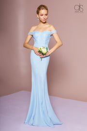 Long Off the Shoulder Dress with Lace Bodice by Elizabeth K GL2697-Long Formal Dresses-ABC Fashion