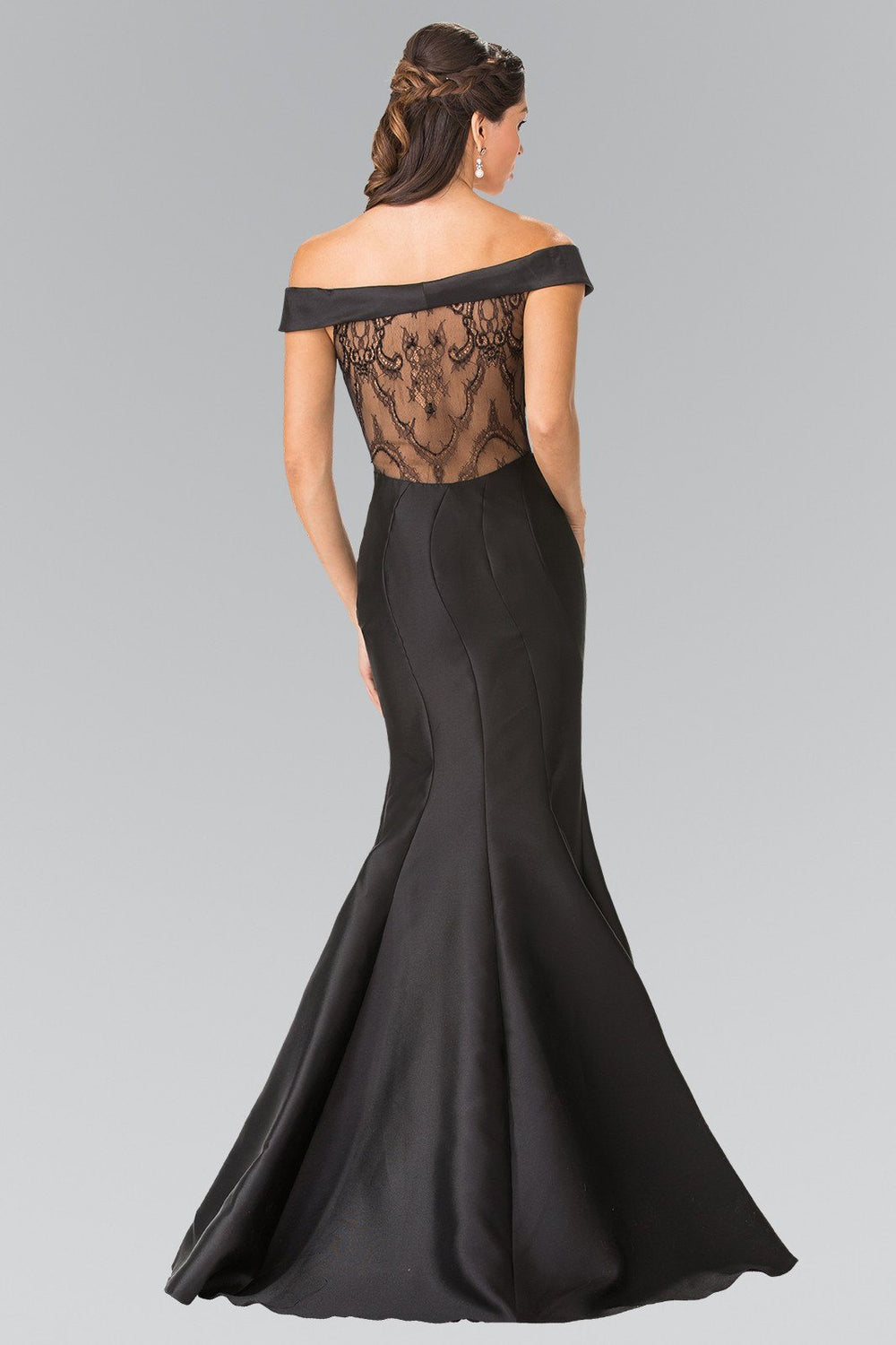 Long Off The Shoulder Dress with Sheer Lace Back by Elizabeth K GL2213-Long Formal Dresses-ABC Fashion