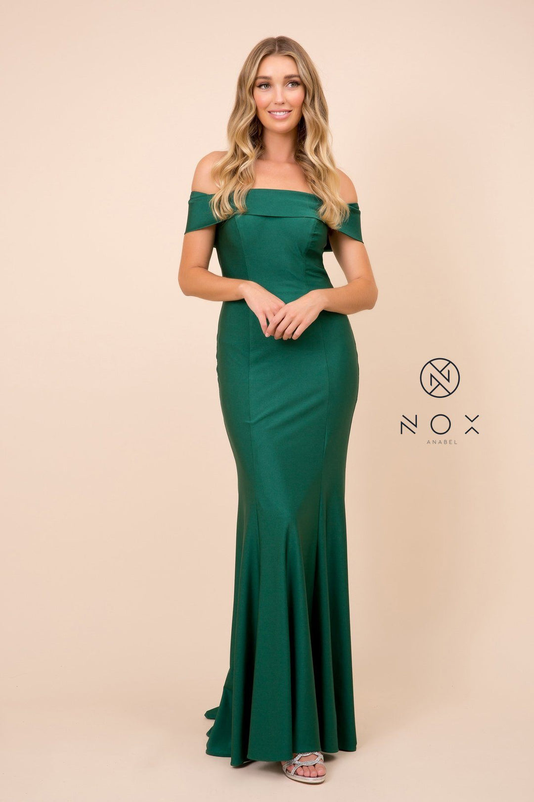 Long Off Shoulder Mermaid Dress by Nox Anabel N295