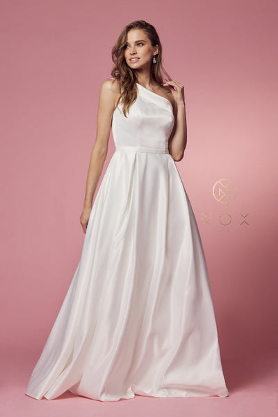 Long One Shoulder A-line Dress by Nox Anabel E469
