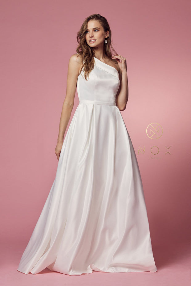 Long One Shoulder A-line Dress by Nox Anabel E469
