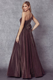 Long One Shoulder Glitter Dress by Juliet 205
