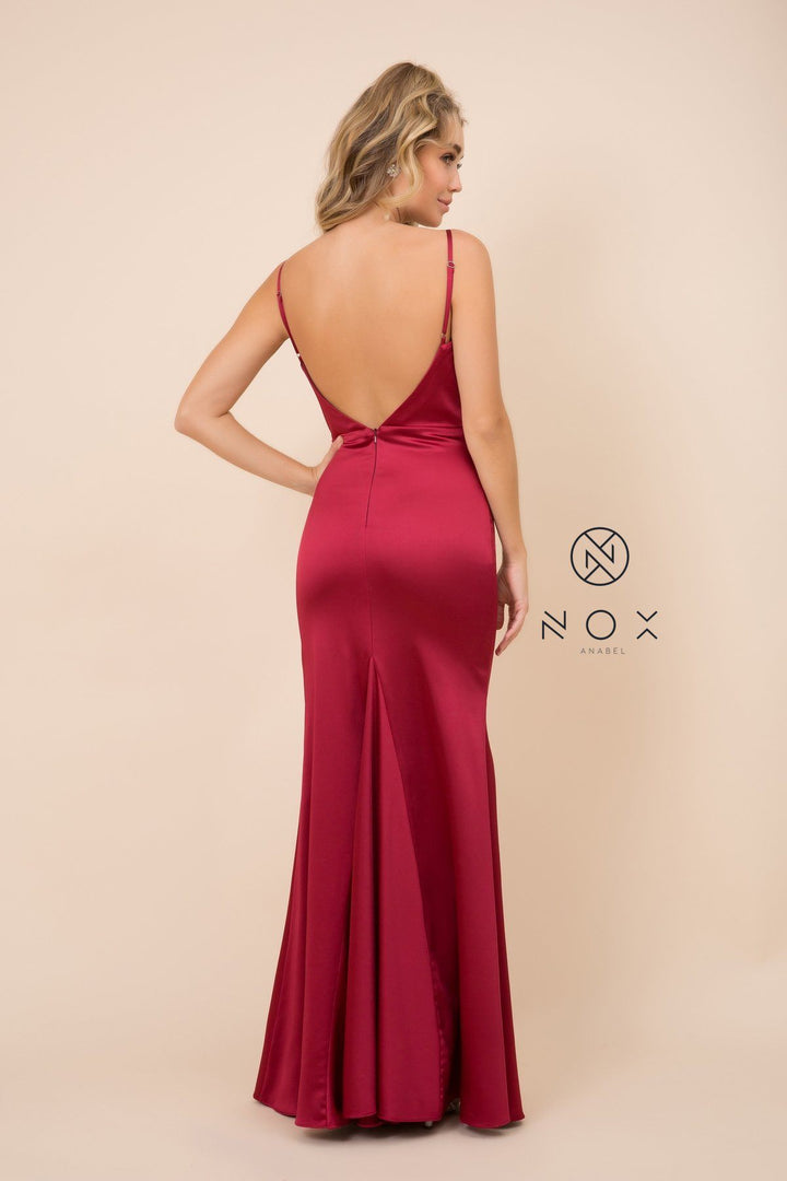 Long Open Back Dress with Cowl Neckline by Nox Anabel C302