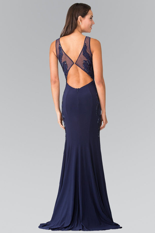 Long Open Back Dress with Side Embroidery by Elizabeth K GL2222 – ABC ...