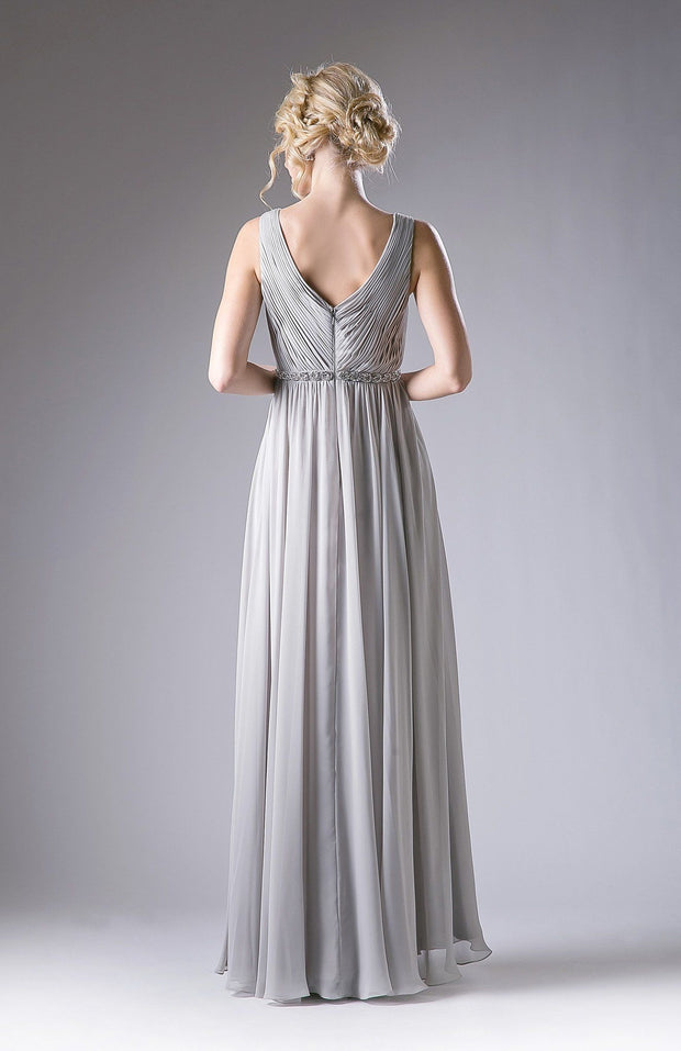 Long Pleated V-Neck Dress by Cinderella Divine 1001 – ABC Fashion