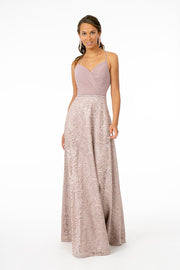 Long Pleated Sweetheart Dress with Lace Skirt by Elizabeth K GL2667
